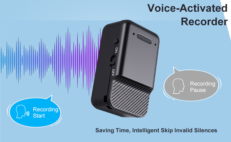 Voice-activated recording starts when sound is detected and pauses during silence